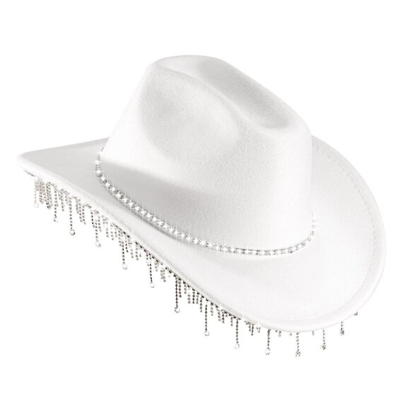Rhinestone Cowgirl Hat Wide Brim Western Glitter Y2K Party Wear main image 8
